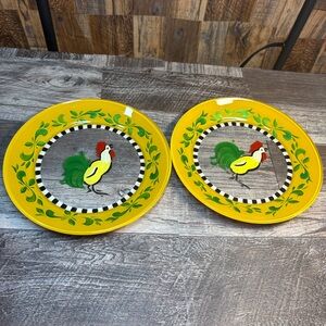 Yellow Rooster Decorative Plates